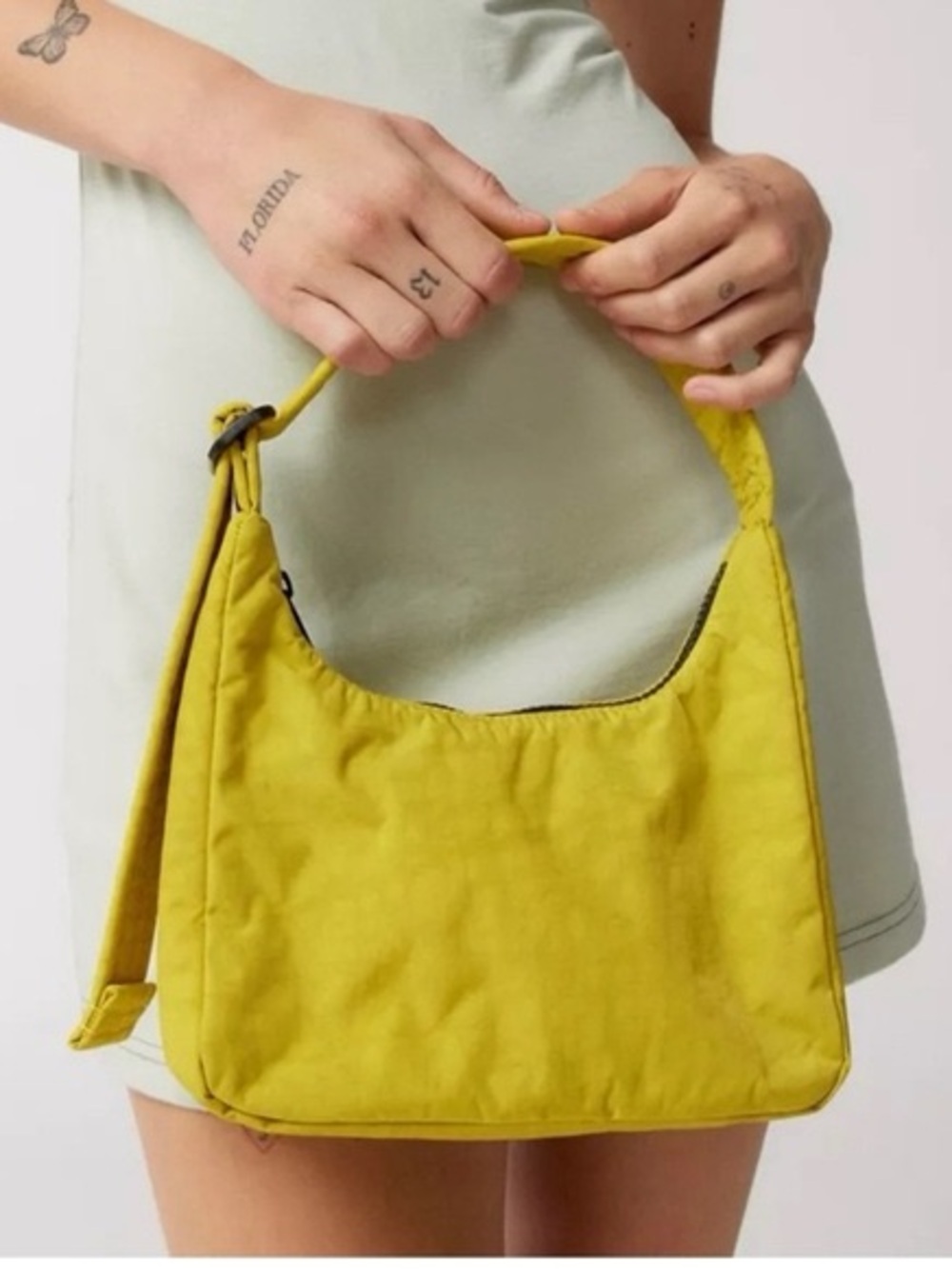 BAGGU Mini Nylon Shoulder Bag in sour / citron New With Tags